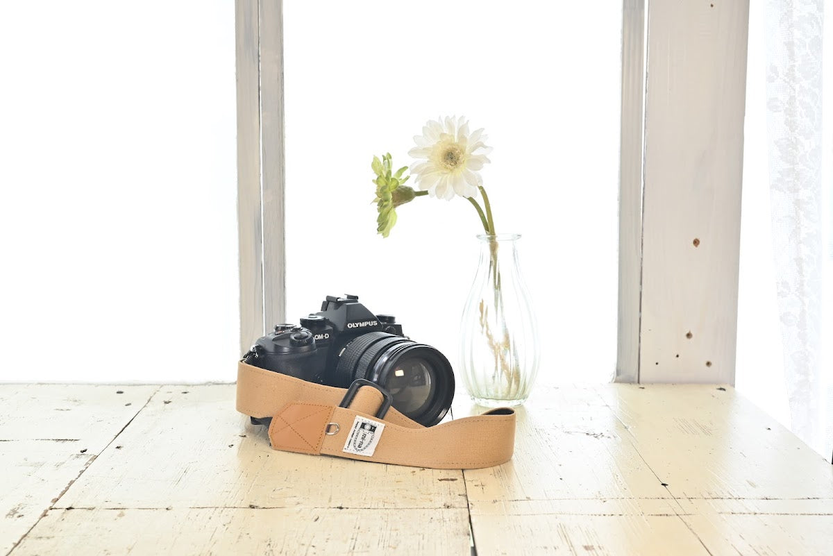 mi-na Camera Strap Canvas Beige 3.5cm