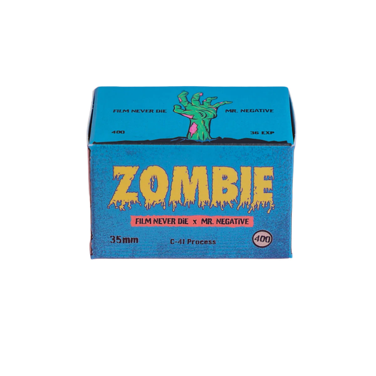 FilmNeverDie x Mr. Negative ZOMBIE 400 35mm packaging