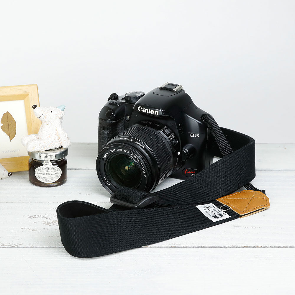 mi-na Camera Strap Canvas Black 3.5cm