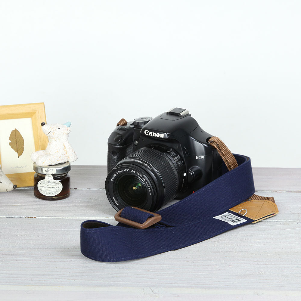 mi-na Camera Strap Canvas Navy Blue 3.5cm