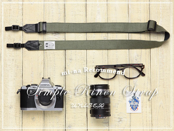 mi-na Camera Strap — H.L. Linen Khaki (2.5cm)