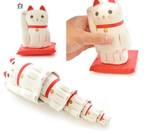 招財貓和紙日本工藝紀念品擺件 - 白色