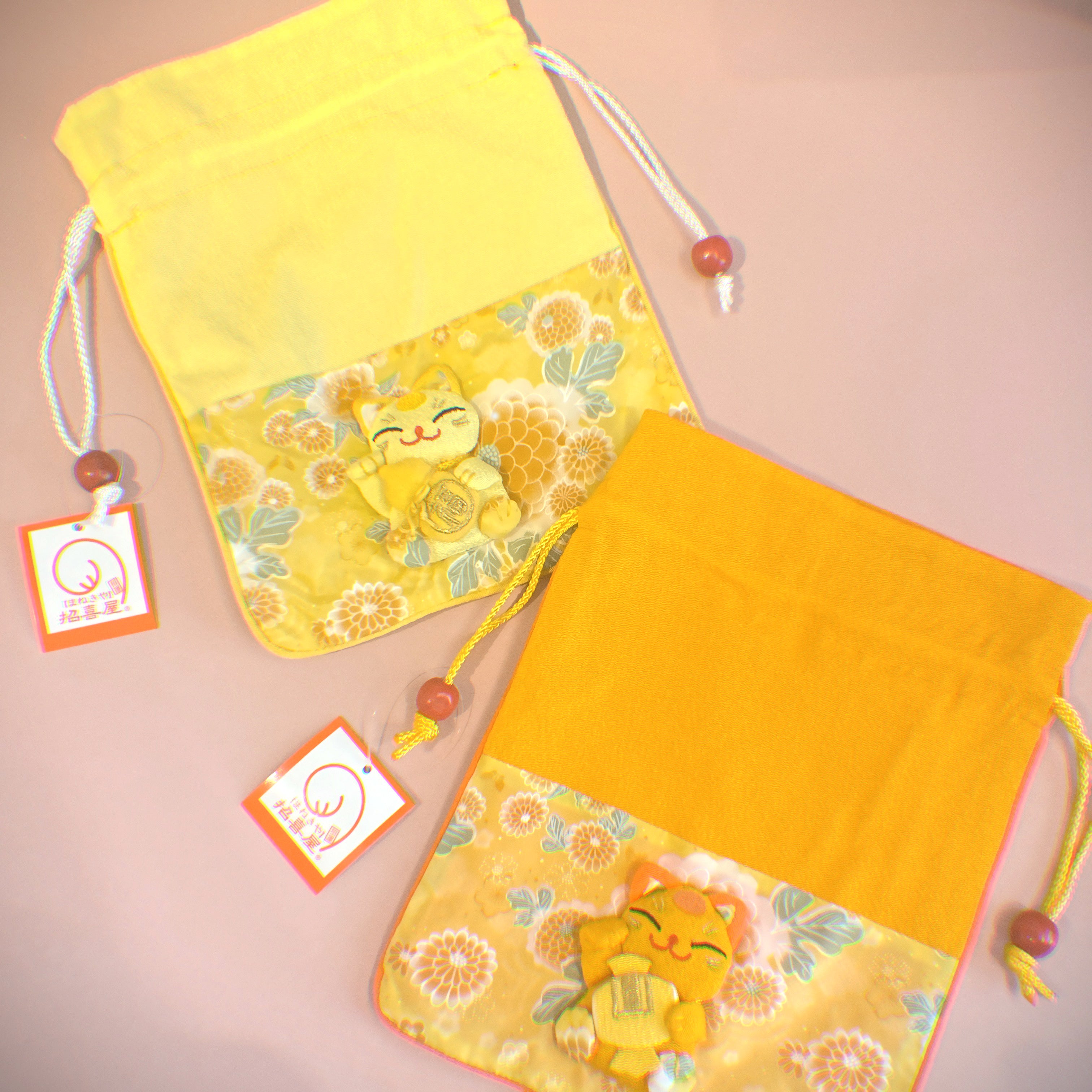 Yellow Beckoning cat Series Pouch 3
