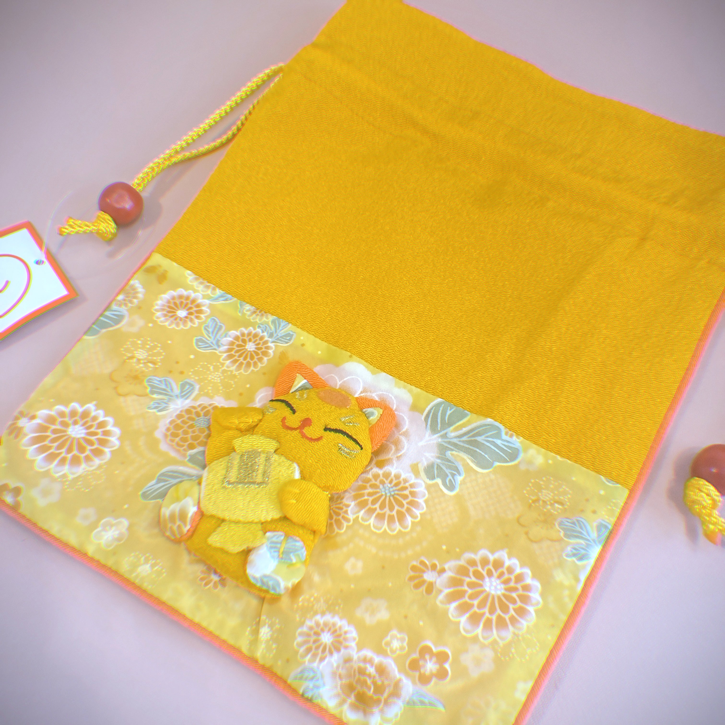 Yellow Beckoning cat Series Pouch 3