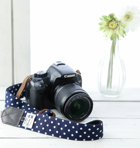 Mi-na Camera Strap Blue Dots