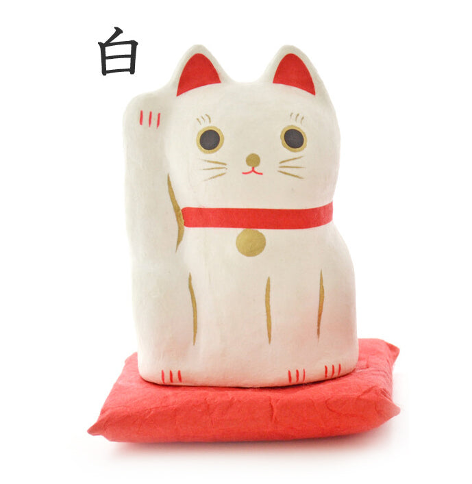 Beckoning cat Japanese Paper Japanese Craft Souvenir Ornament - White